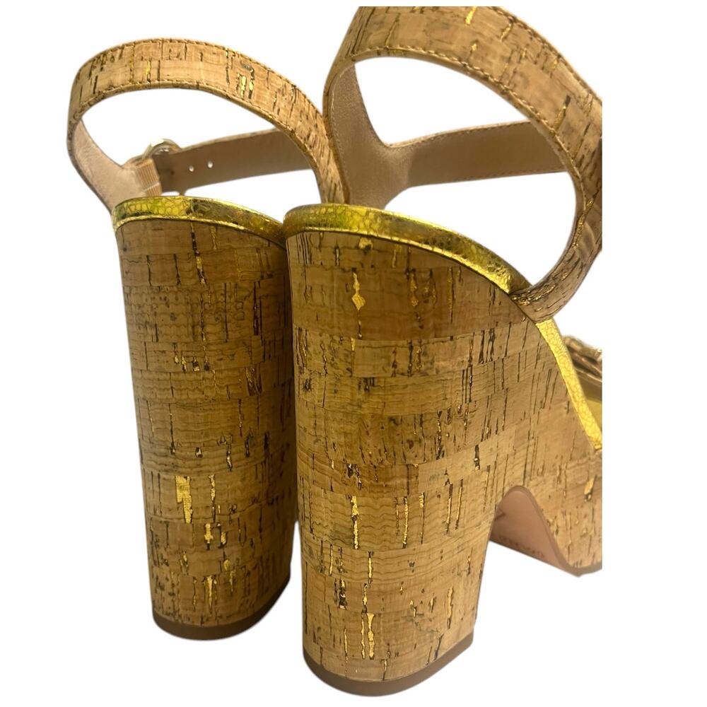 Donald Pliner Galatea Cork Platform Heels Jewels Gold | Sz 7.5 *Flaw* $258 - Picture 6 of 14